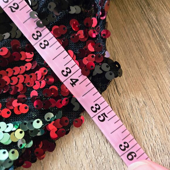 XL Multicolor Rainbow Sequin Party Dress–Black Lined Slip Dress Stretchy Sparkle - Picture 6 of 6